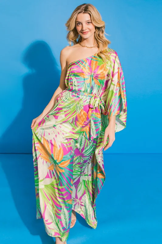 Women's midi dress stem chic -PURSUING PASSION WOVEN MIDI KAFTAN DRESS