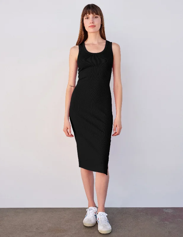 ladies-bodycon-dress-stretchy-skip-Sundry Bodycon Dress with Snaps in Black