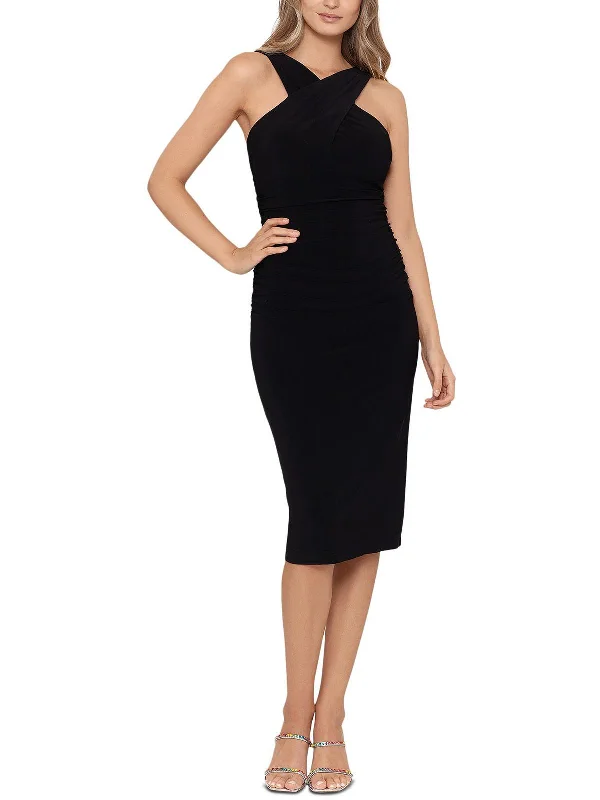 ladies-bodycon-dress-party-punch-Womens X-Neck Midi Bodycon Dress