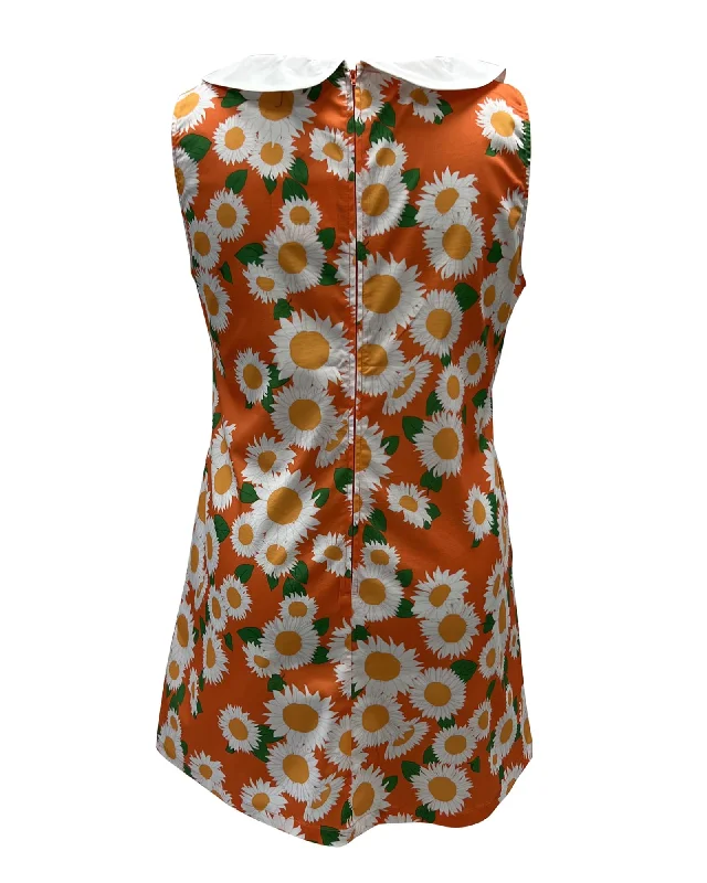 ladies-mini-dress-sweetheart-snap-Smak Parlour Orange & White Sunflowers Mini Mod Shift Dress | Orange