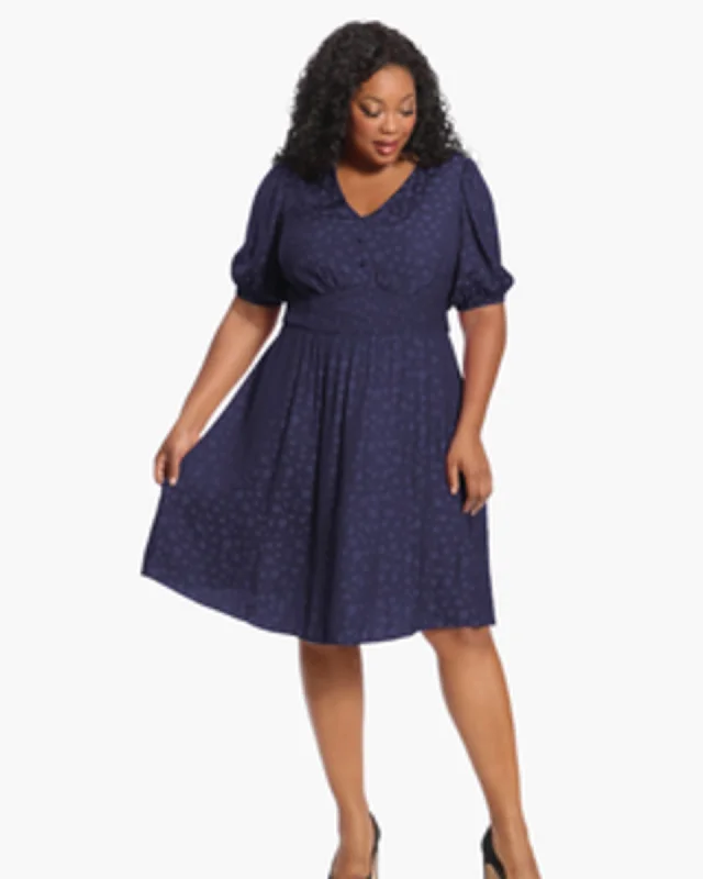 ladies-mini-dress-swingy-sway-Barbara Puff-Sleeve Mini Dress | evening blue