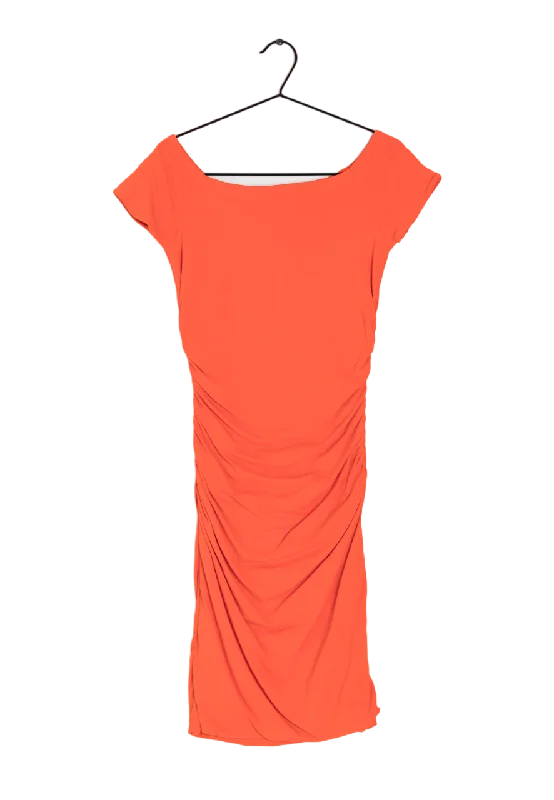 ladies-bodycon-dress-casual-chic-Boden Orange Ruched Bodycon Dress UK 8L