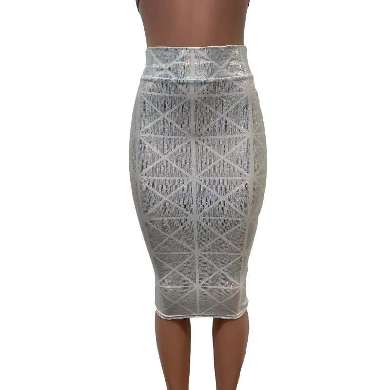 ladies-bodycon-dress-caramel-chic-Silver on White Glass Pane Long Pencil Bodycon Skirt