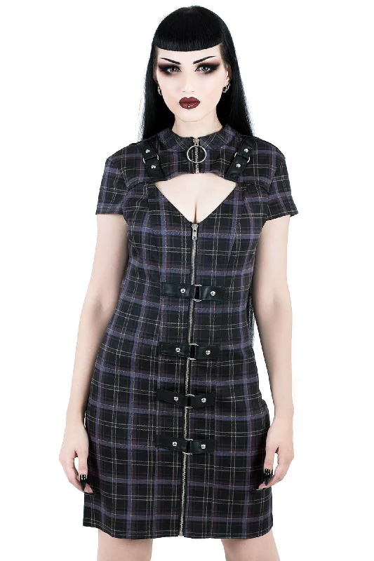 ladies-bodycon-dress-sapphire-snap-Casey Bodycon Dress [TARTAN] - Resurrect