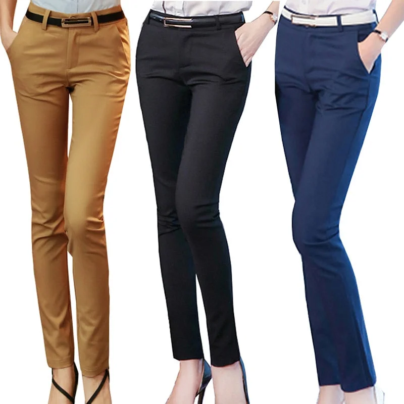 ladies-bodycon-dress-form-fitting-fling-Women Pencil Pants 2019 Autumn High Waist Ladies Office Trousers Casual Female Slim Bodycon Pants Elastic Pantalones Mujer